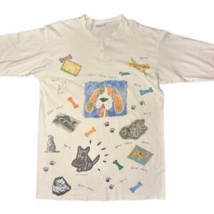 Vintage 90s Bow Wow Wow Allover Print Raglan Shirt Large Size